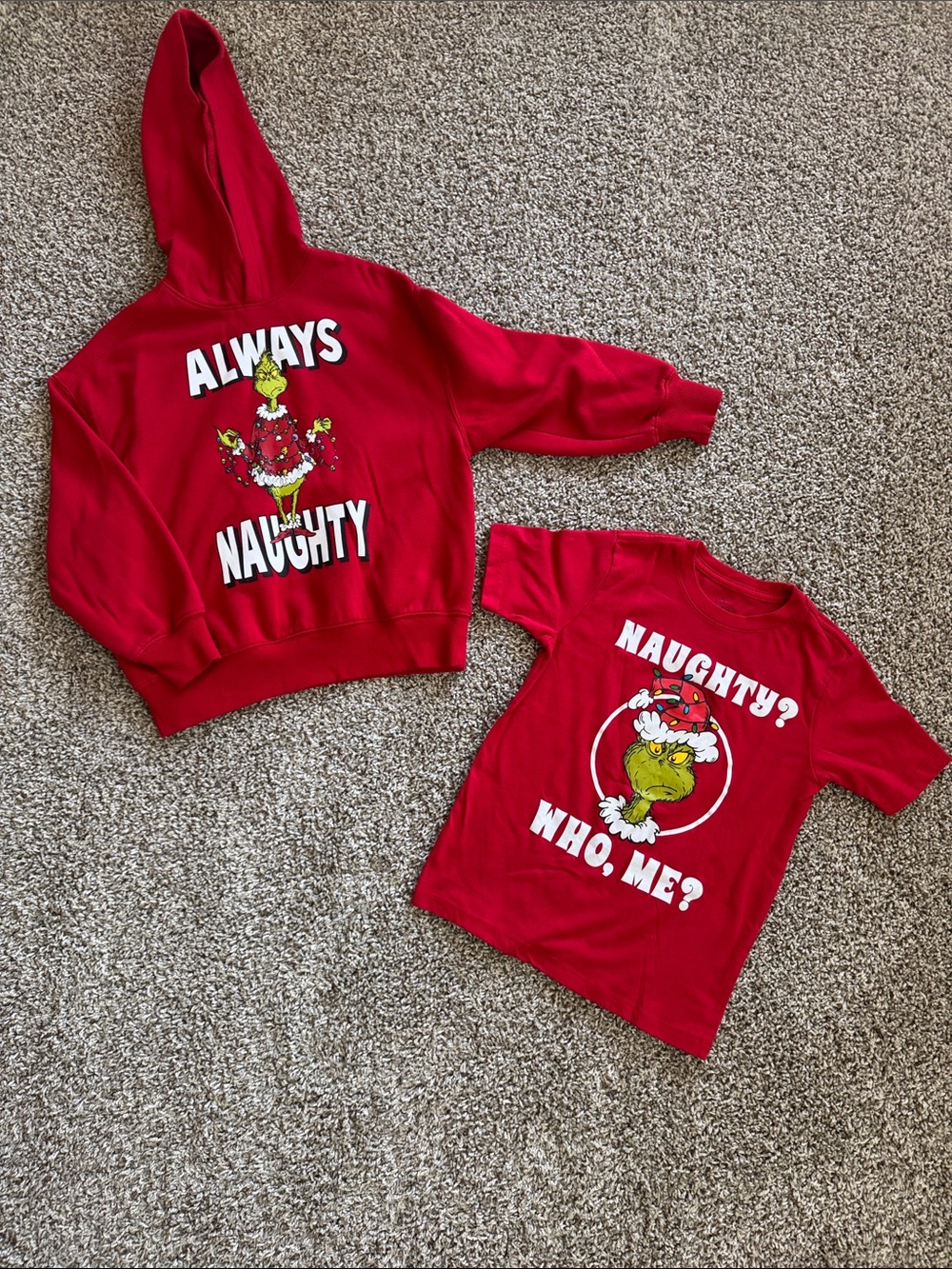 Kids' Red Grinch 'Always Naughty' Hoodie & Tee Set
